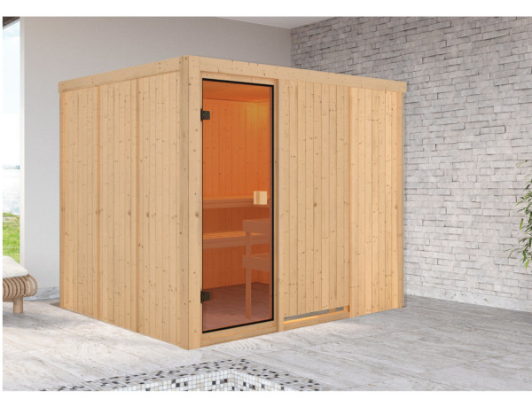 Sauna systeemsauna VOORDEELSET Celine 6 incl.9 kW bio-kachel met externe bediening