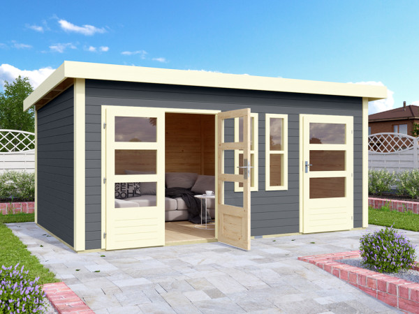 Tuinhuis met twee ruimtes Appelhorn 2 28 mm terragrijs