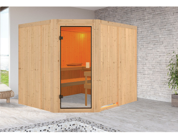 Sauna systeemsauna VOORDEELSET Celine 5 incl. 9 kW kachel met externe bediening