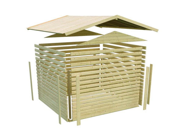 Tuinhuisje SET Theres 3 28 mm terra grijs incl. twee 2,6 m dakopbouwelementen