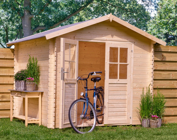 Tuinhuis blokhut Linz 18 mm naturel inclusief vloer