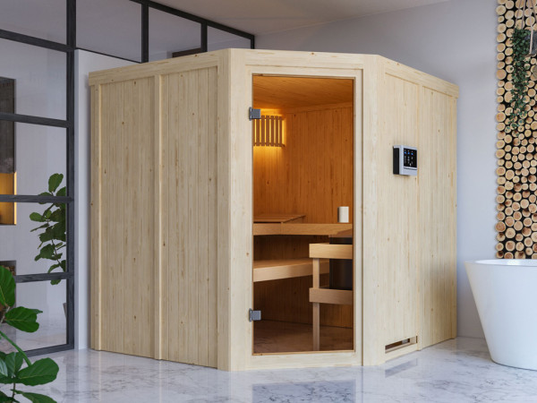 Sauna systeemsauna SPAARSET Celine 3 incl. 9 kW kachel met ext. Bedieningsunit